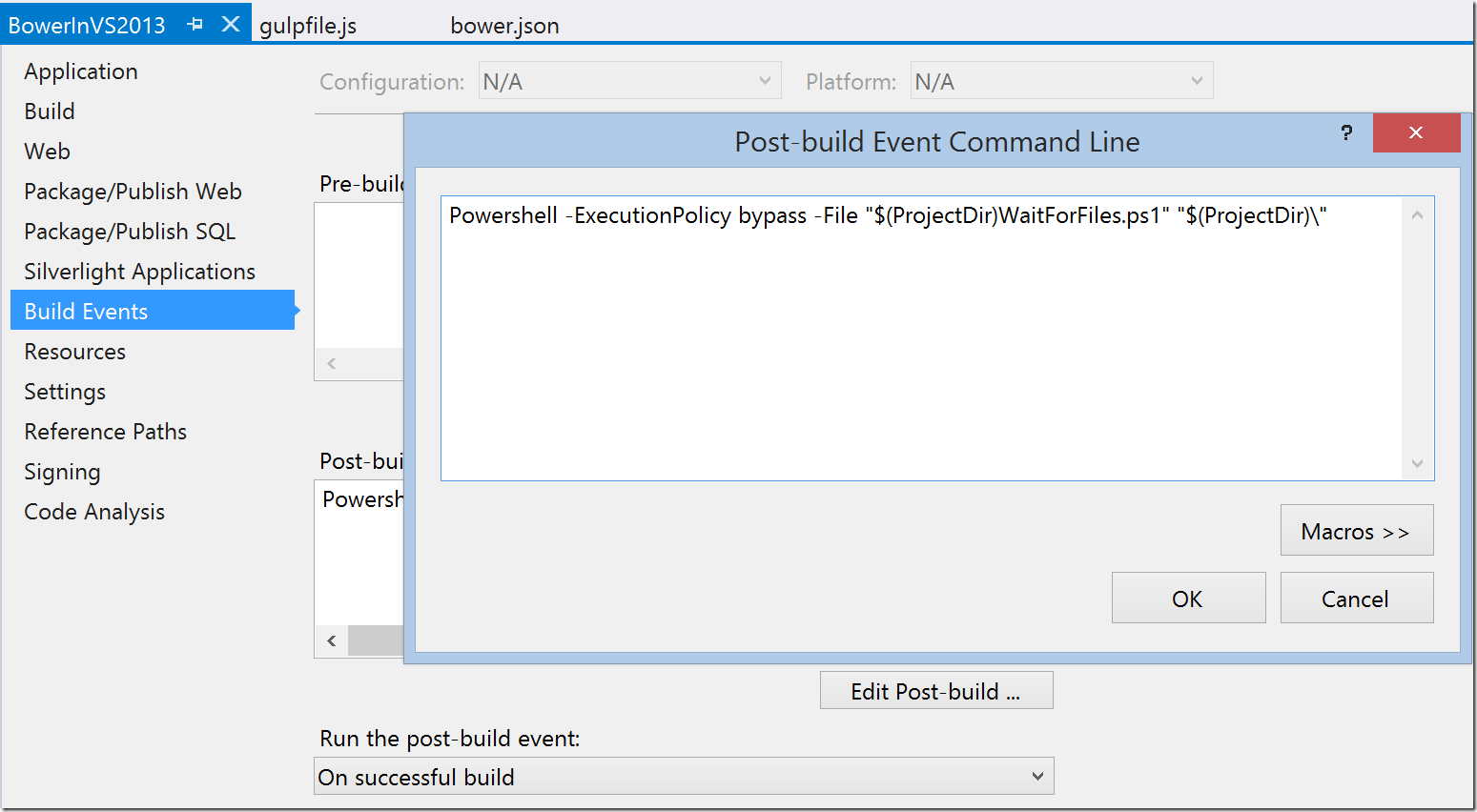 Waiting for gulp tasks to finish in Visual Studio | Dave Paquette